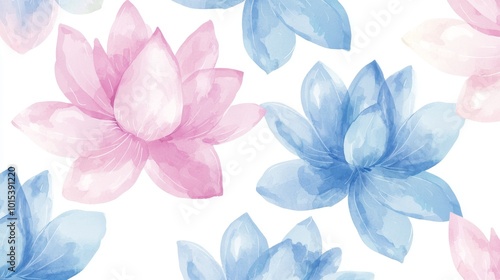 The painting depicts flowers in blue, pink, and white with a butterfly in the center