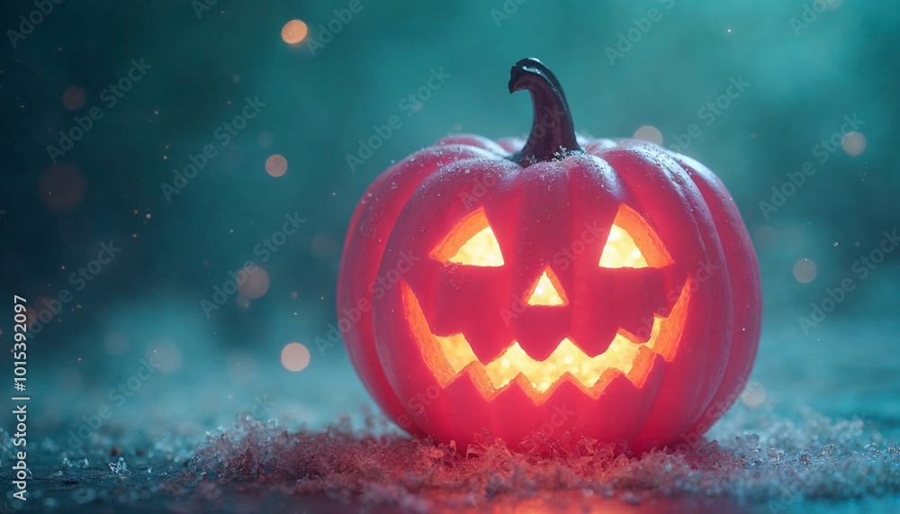 Vibrant Halloween scene, Orange pumpkins, different evil faces, Joyful Halloween, enjoying festivities, Autumn holiday, dark Night, top view, copy space. poster Vibrant Halloween scene, Orange pumpkins, different evil faces, Joyful Halloween, enjoying festivities, Autumn holiday, dark Night, top view, copy space. poster