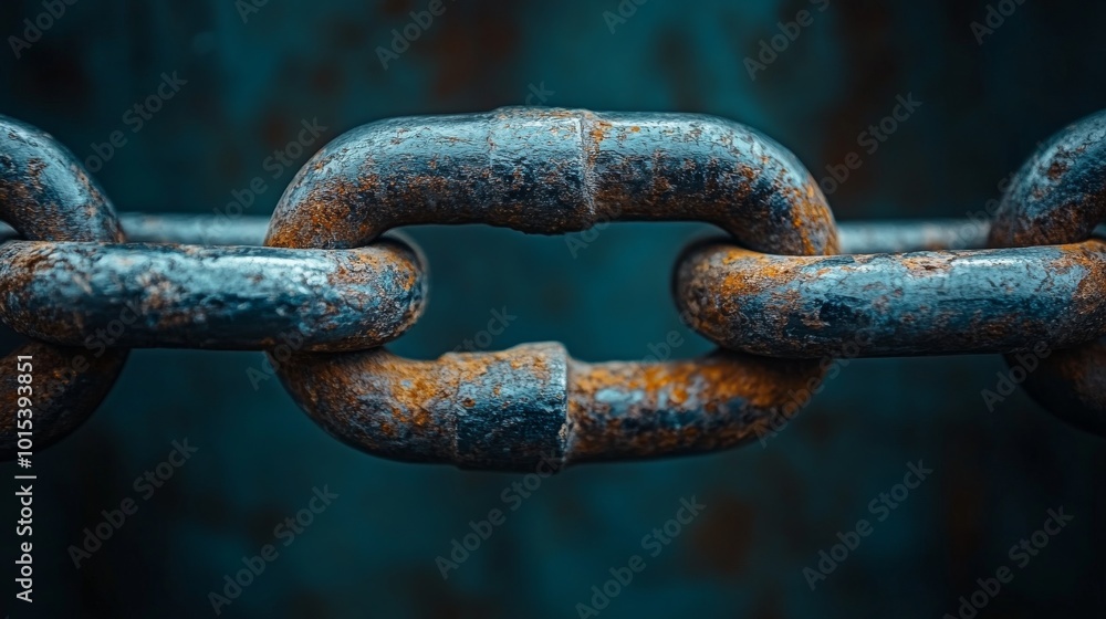 A close-up photograph of a large, weathered chain link with visible rust and texture set against a blurred, dark blue background, evoking strength and endurance. A close-up photograph of a large, weathered chain link with visible rust and texture set against a blurred, dark blue background, evoking strength and endurance.