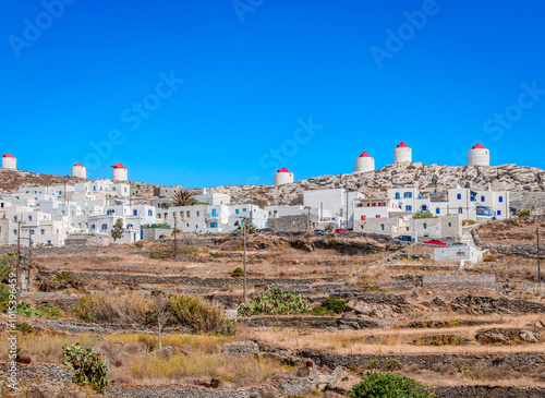 Принти на полотні The skyline of Chora in Amorgos, located in the center of the island, overlooking the Aegean Sea