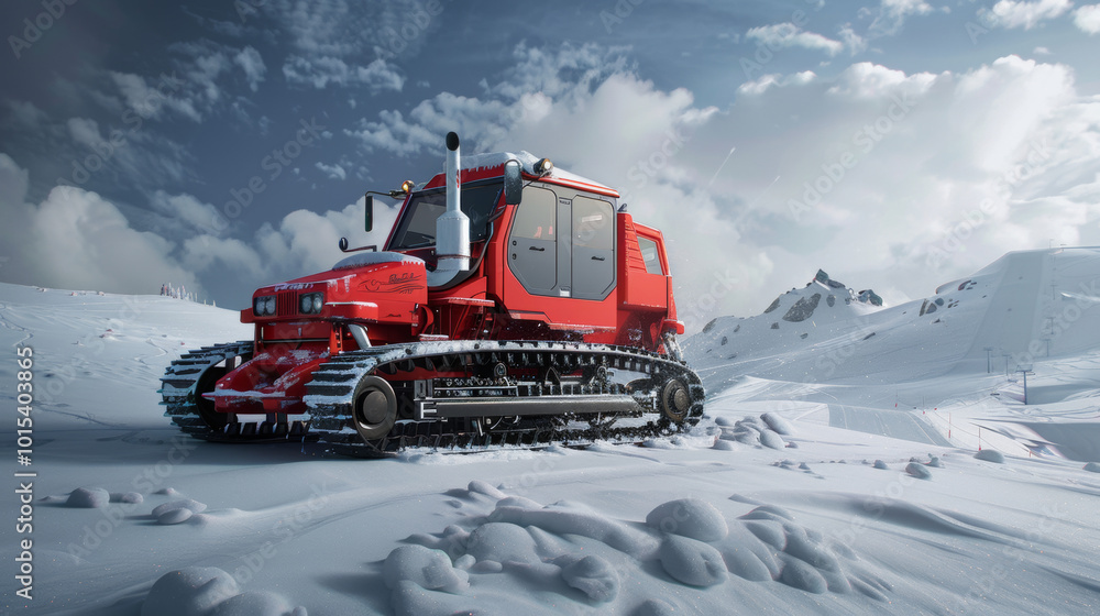 Ski resort snowcat groomer for grooming slopes and trails Ski resort snowcat groomer for grooming slopes and trails