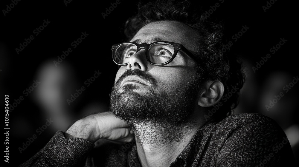 Obraz premium A man gazes thoughtfully, lost in contemplation.