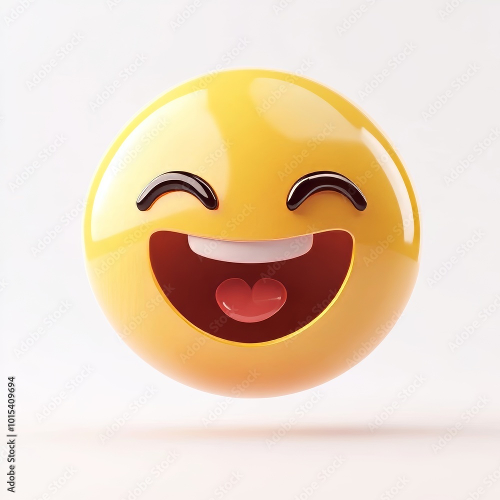 Fototapeta premium Realistic 3d high quality isolated rendering of a happy emoji.