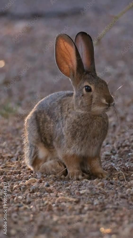 Adorable desert cottontail rabbit sitting the sun during golden hour. Adorable desert cottontail rabbit sitting the sun during golden hour.
