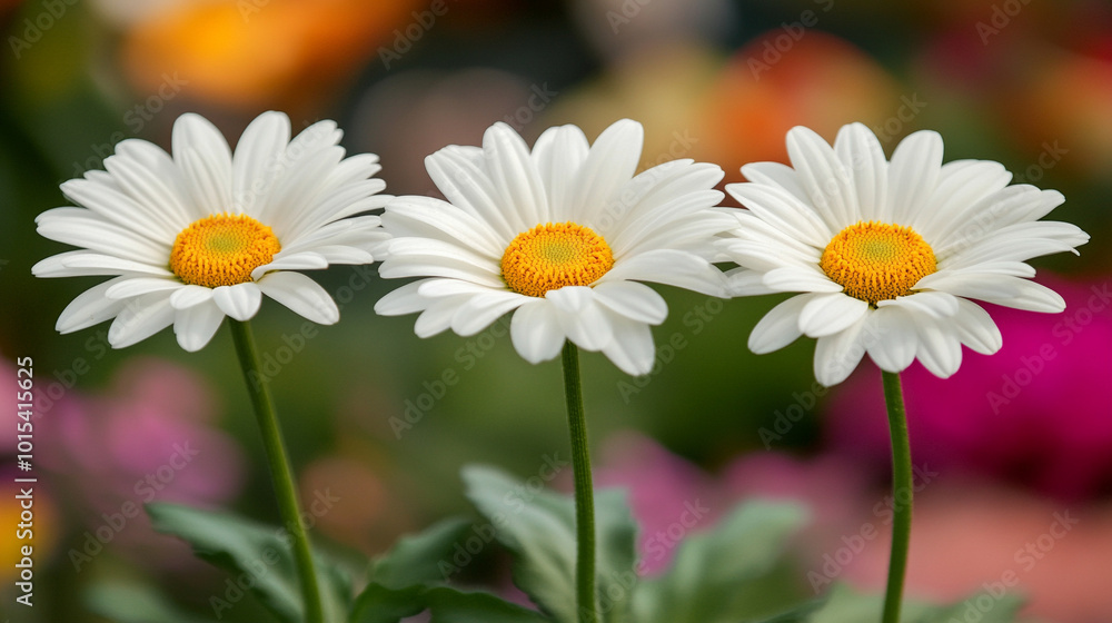 daisy flower stands out in a lush garden, symbolizing purity and innocence. The selective focus highlights its delicate petals against a blurred green backdrop daisy flower stands out in a lush garden, symbolizing purity and innocence. The selective focus highlights its delicate petals against a blurred green backdrop