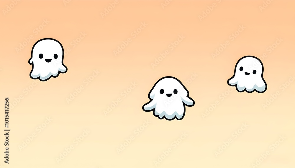 delightful spooky characters on a soft orange gradient backdrop