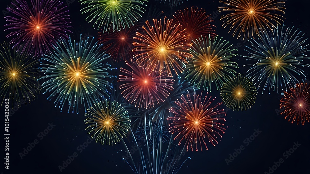 Fototapeta premium Colorful fireworks isolated on dark background