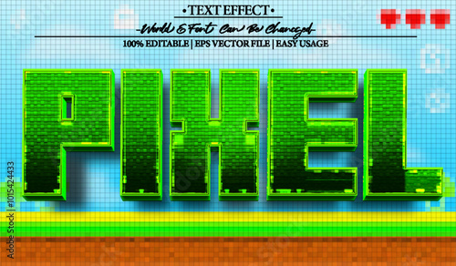 Pixel Vector Text Effect Editable Alphabet Game Arcade Play Retro