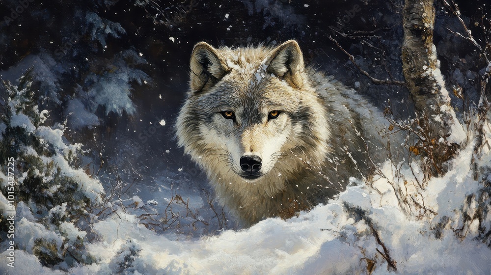 Naklejka premium wolf in snow