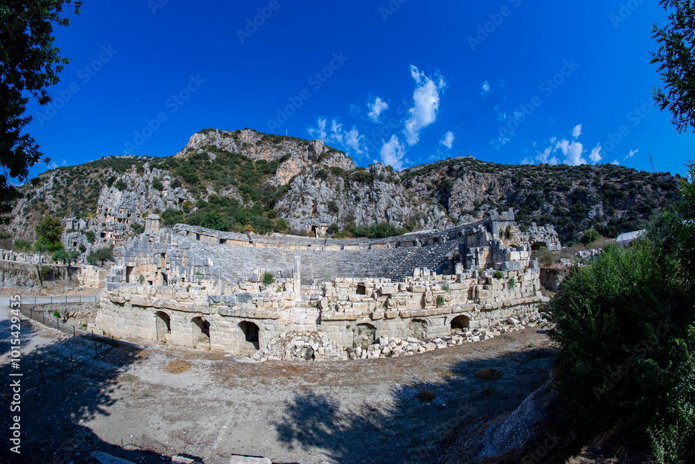 Fototapeta premium Myra Theatre Ancient City Ruins. Myra is Located in Demre City in Antalya Province of Turkey.