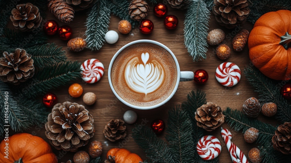 Cozy fall corner with pumpkins, sweaters, and hot chocolate on rustic wood Cozy fall corner with pumpkins, sweaters, and hot chocolate on rustic wood