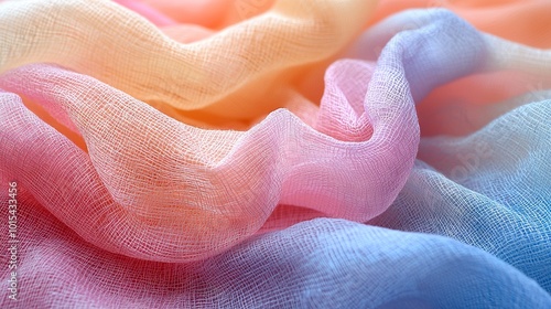  A close-up of a multicolored fabric resembling a scarf or shawl