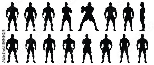 Boxing silhouettes set, sport pack of vector silhouette design, isolated background.
