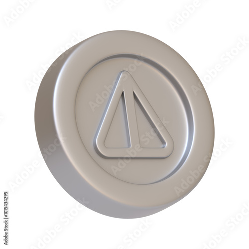 Silver Notcoin cryptocurrency token symbol, representing blockchain, digital currency, and decentralized finance in the crypto market. 3D icon, sign and symbol. Side view. 3D render illustration photo