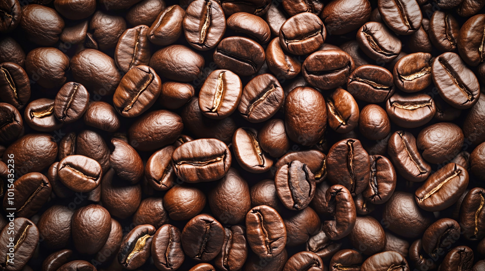 Close-up of roasted coffee beans with rich texture and aroma Close-up of roasted coffee beans with rich texture and aroma
