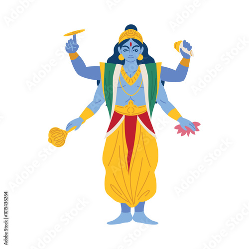 lord vishnu standing on lotus giving blessing