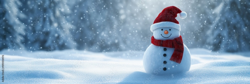 Fototapeta premium Cute snowman. Winter holiday theme.
