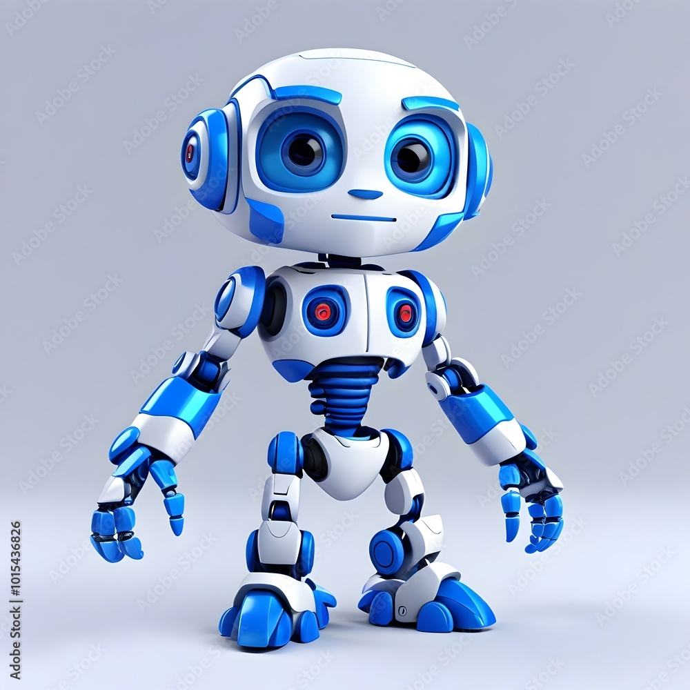adorable robot with emotions against a soft grey backdrop adorable robot with emotions against a soft grey backdrop
