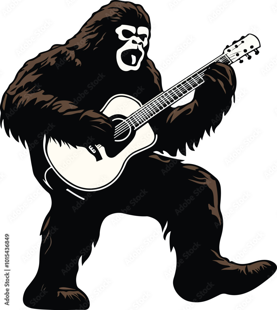 Fototapeta premium Bigfoot Playing Guitar Vector Illustration