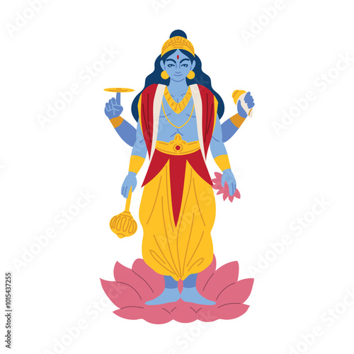 prosperity god vishnu on lotus flower