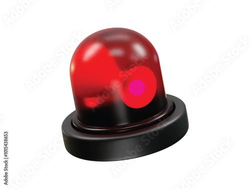 Siren light icon warning light 3d rendering illustration