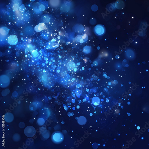 Mystical Blue Glow Particles Abstract Bokeh Background for Creative Designs