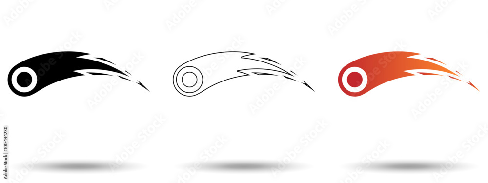 Meteor icon. Meteor icon on a white background, isolated. The icon has ...
