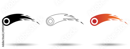 Meteor icon. Meteor icon on a white background, isolated. The icon has three uses in applications and websites. Vector illustration. Meteor icon on a white background.