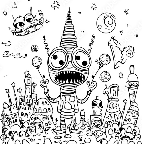 Malbuch, Sketch, Vektorgrafik, illustration, graphic, silhouette, graustufen