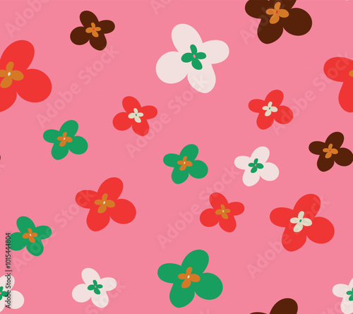 Seamless patterm with funky retro flowers.