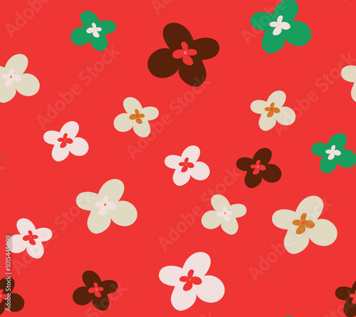 Seamless patterm with funky retro flowers.