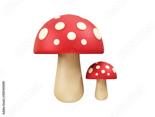 Mushroom food icon 3d rendering illustration
