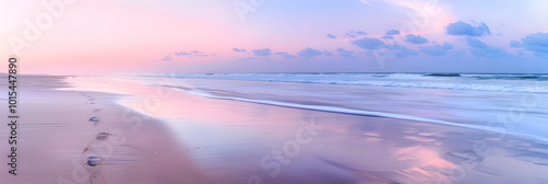 Tranquil Beach during a Vibrant Sunset Offering Sense of Peaceful Solitude