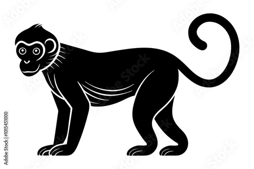 Cute Monkey silhouette minimalistic vector art illustration photo