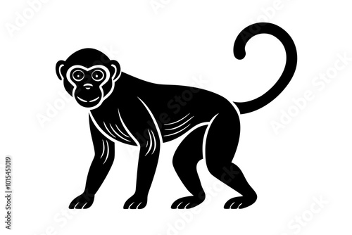 Cute Monkey silhouette minimalistic vector art illustration photo