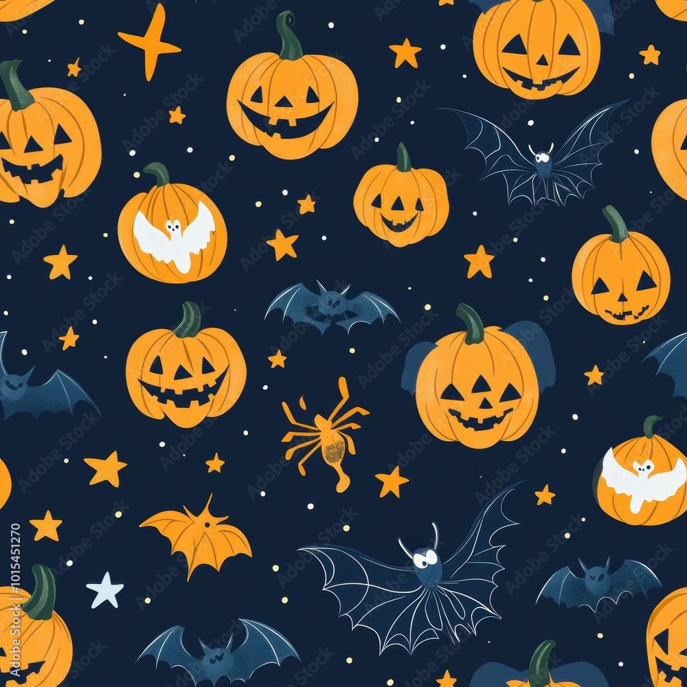 Repetitive tile of Halloween theme pumpkin pattern. Repetitive tile of Halloween theme pumpkin pattern.