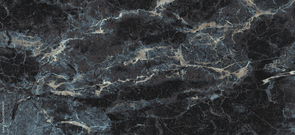 Fototapeta premium Abstract dark blue marble texture with white veins.black marble slab with the white lines.