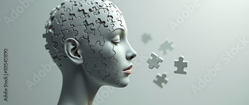 Naklejka Frau mit Puzzle-Kopf