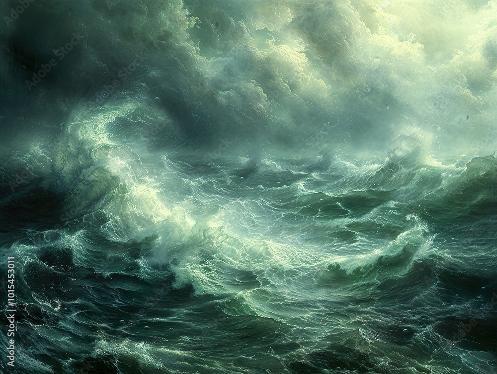 Stormy Sea: Dramatic Ocean Waves and Dark Clouds Stormy Sea: Dramatic Ocean Waves and Dark Clouds