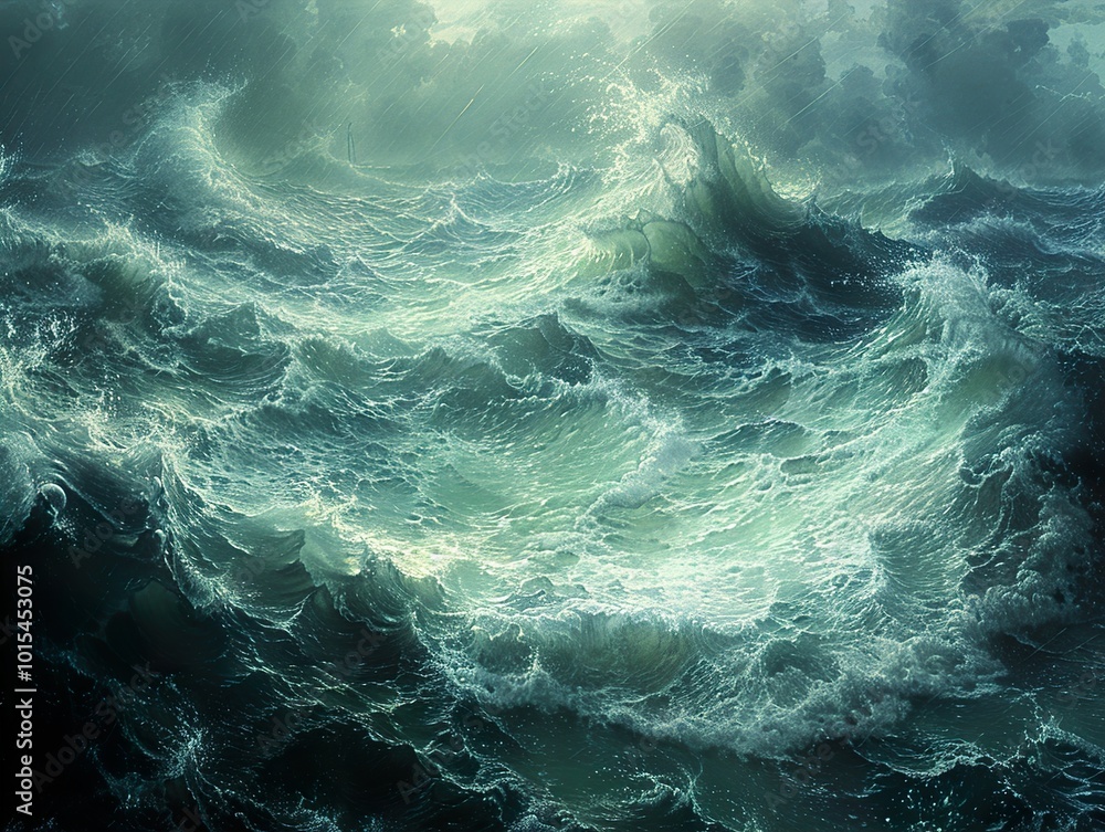 Stormy Sea: Dramatic Ocean Waves and Dark Clouds Stormy Sea: Dramatic Ocean Waves and Dark Clouds