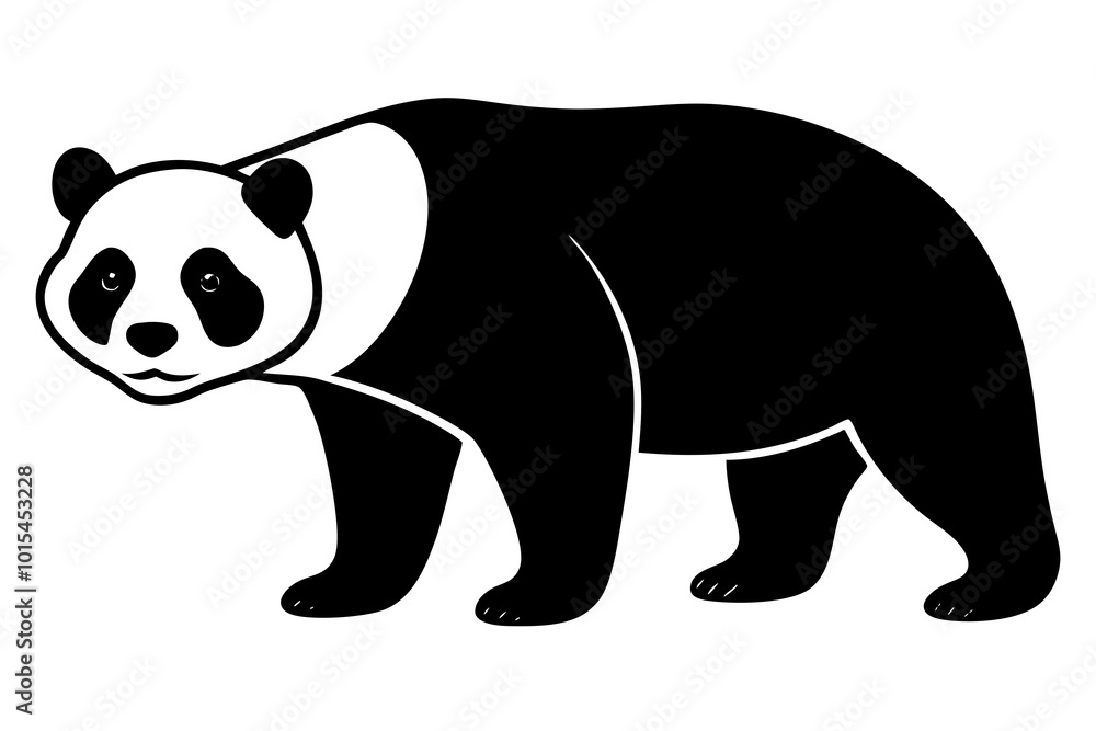 Fototapeta premium Cute Panda silhouette minimalistic vector art illustration