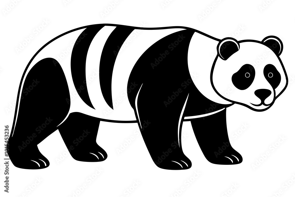 Naklejka premium Cute Panda silhouette minimalistic vector art illustration