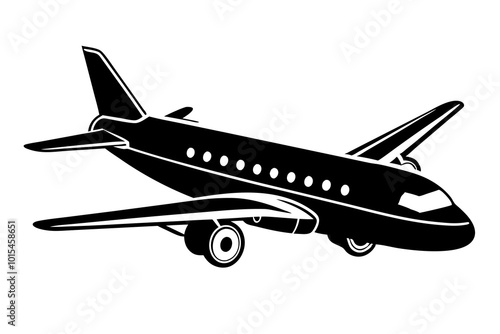 Cute Plane silhouette minimalistic vector art illustration