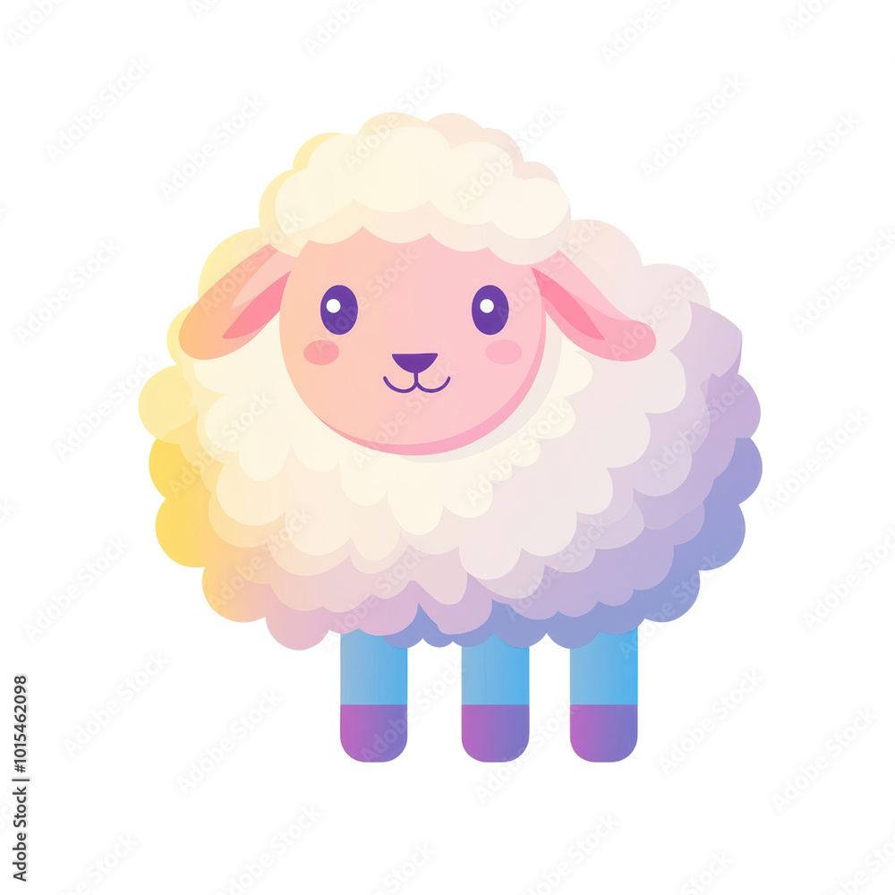 Cute cartoon sheep with fluffy wool and colorful legs isolated on a white background, transparent background. Cute cartoon sheep with fluffy wool and colorful legs isolated on a white background, transparent background.
