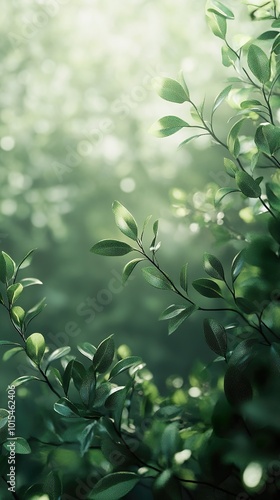 Wallpaper Mural Nature inspired green background with smooth gradient and elegant leaves wallpaper Torontodigital.ca