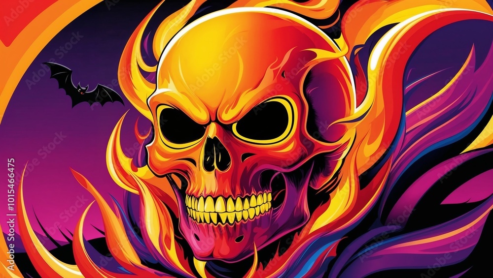 A fiery skull without eyes in socket A fiery skull without eyes in socket