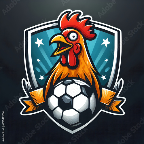 a crazy chicken in a soccer logo