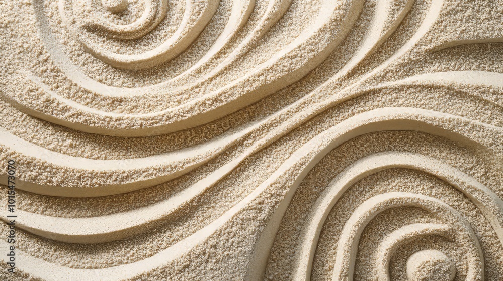 Tranquil Zen Garden Patterns in Sand Inspiring Meditation and Relaxation with Spa Aesthetic Symbolizing Concentration and Spiritual Harmony from Above Tranquil Zen Garden Patterns in Sand Inspiring Meditation and Relaxation with Spa Aesthetic Symbolizing Concentration and Spiritual Harmony from Above