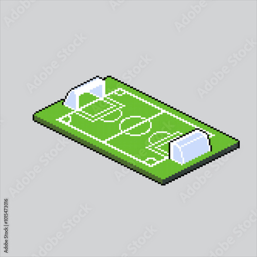 Pixel art illustration Soccer Field. Pixelated Football Field. Soccer Football Field Green pixelated for the pixel art game and icon for website and video game. old school retro.