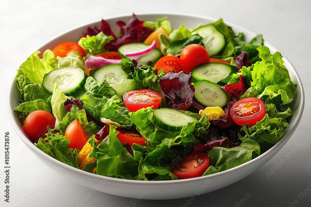 A Fresh and Healthy Salad Bowl Filled with Crisp Green Lettuce, Juicy Tomatoes, and Crunchy Cucumbers, Perfect for a Nutritious Meal A Fresh and Healthy Salad Bowl Filled with Crisp Green Lettuce, Juicy Tomatoes, and Crunchy Cucumbers, Perfect for a Nutritious Meal